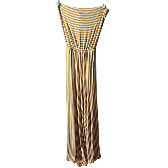 American Eagle Yellow & White Striped Halter Jumpsuit S Soft Fabric - Picture 1 of 9